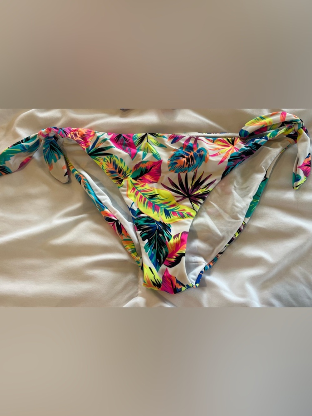 No Boundaries Neon Tropical Leaf Bikini Bottoms